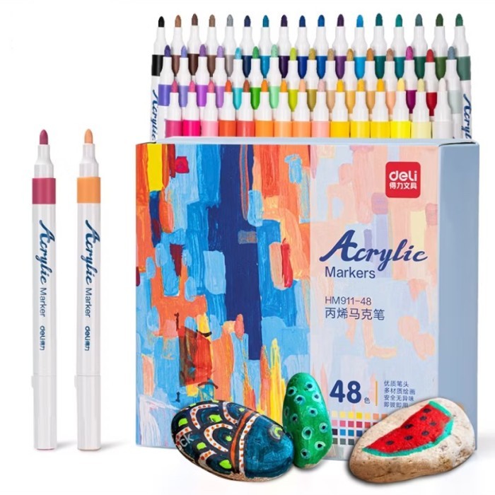 

TERBARU Spidol Segala Permukaan Deli Spidol Akrilik / Acrylic Marker 12/24/36/48 colors