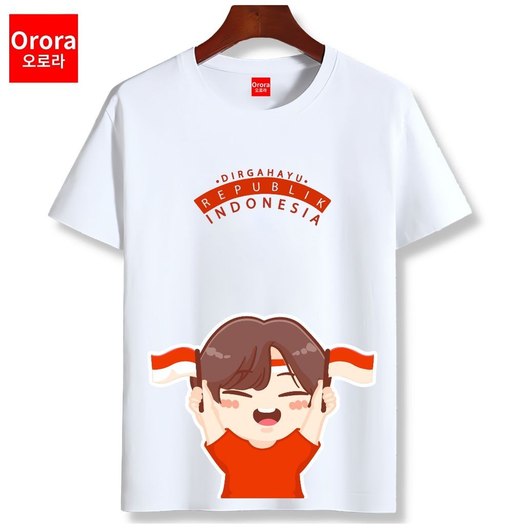 Ready Stock - ORORA Kaos Distro | Kaos Timnas Indonesia | Kaos Agustusan 2025 | Indonesia Kartun | K