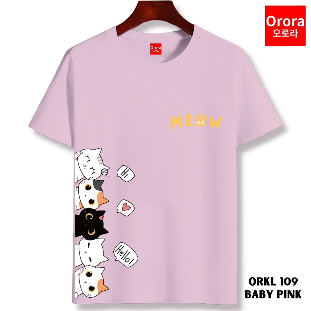 Orora Kaos Wanita Korea Cute Meow Cat Cartoon - T-shirt High Quality ORKL 109