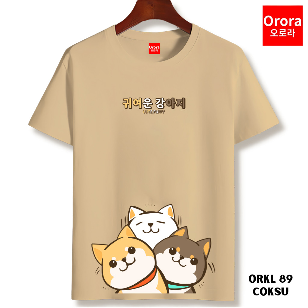 Orora Kaos Wanita Korea Cute Dog Cartoon - T-Shirt Kaos Lengan Pendek Cotton High Quality ORKL 89