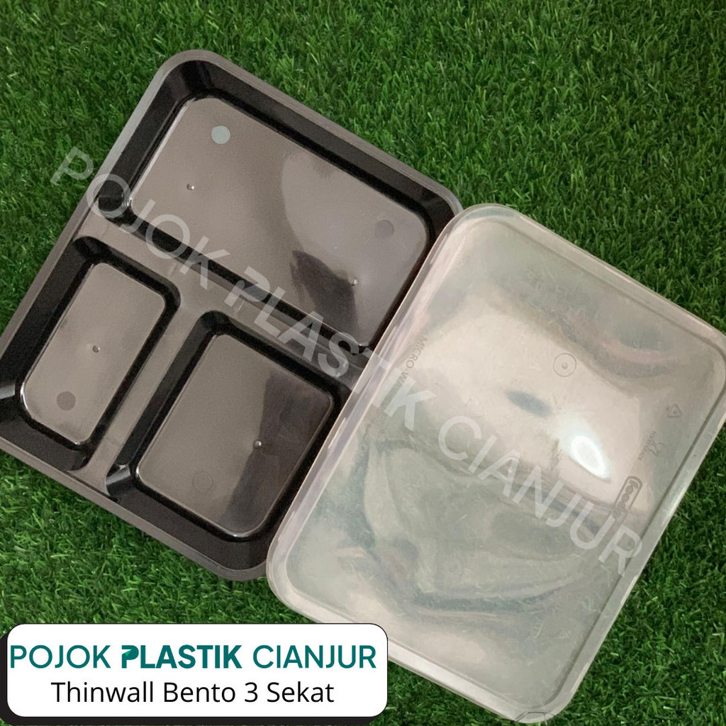 Thinwall Bento Sekat 3 FOODPACK Hitam