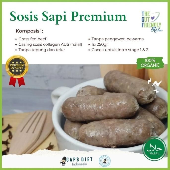 

Gaps Approved Sosis Sapi Grass Fed, Casing Colagen Halal, Tanpa Tepung