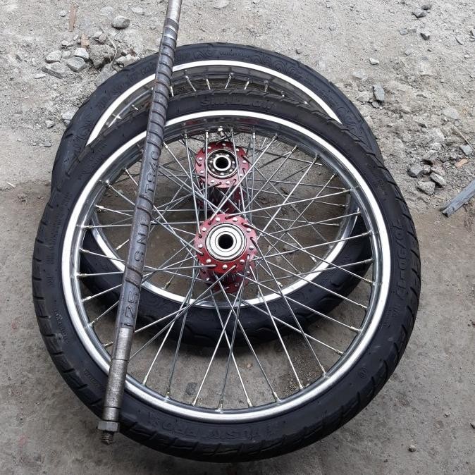 RODA GEROBAK DORONG 1sett Ring 17 Ruji Motor Roda Kastor Ban Gerobak