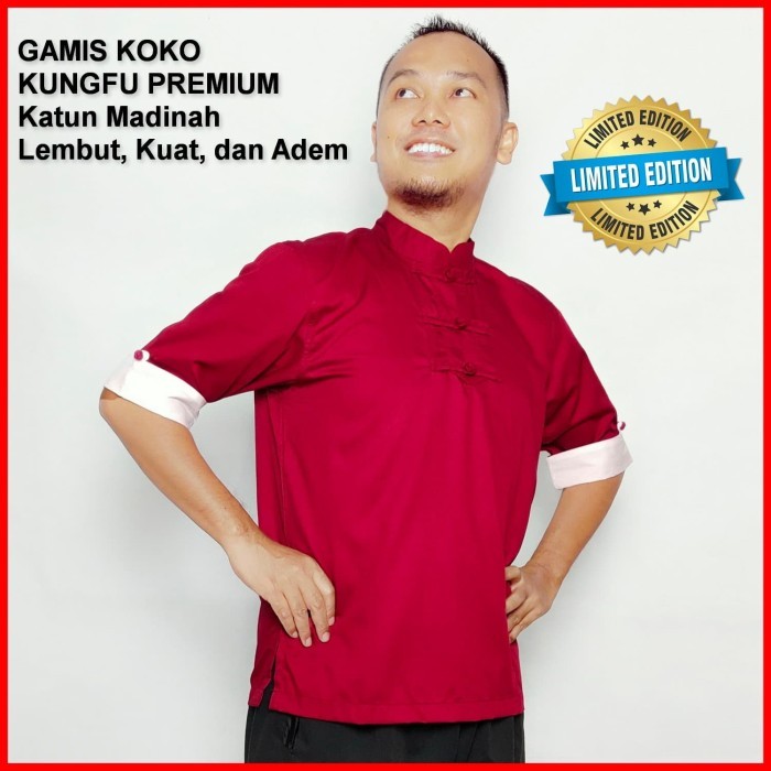 New Baju Koko Gamis Kungfu Ipman Wingchun Terbaru Maroon