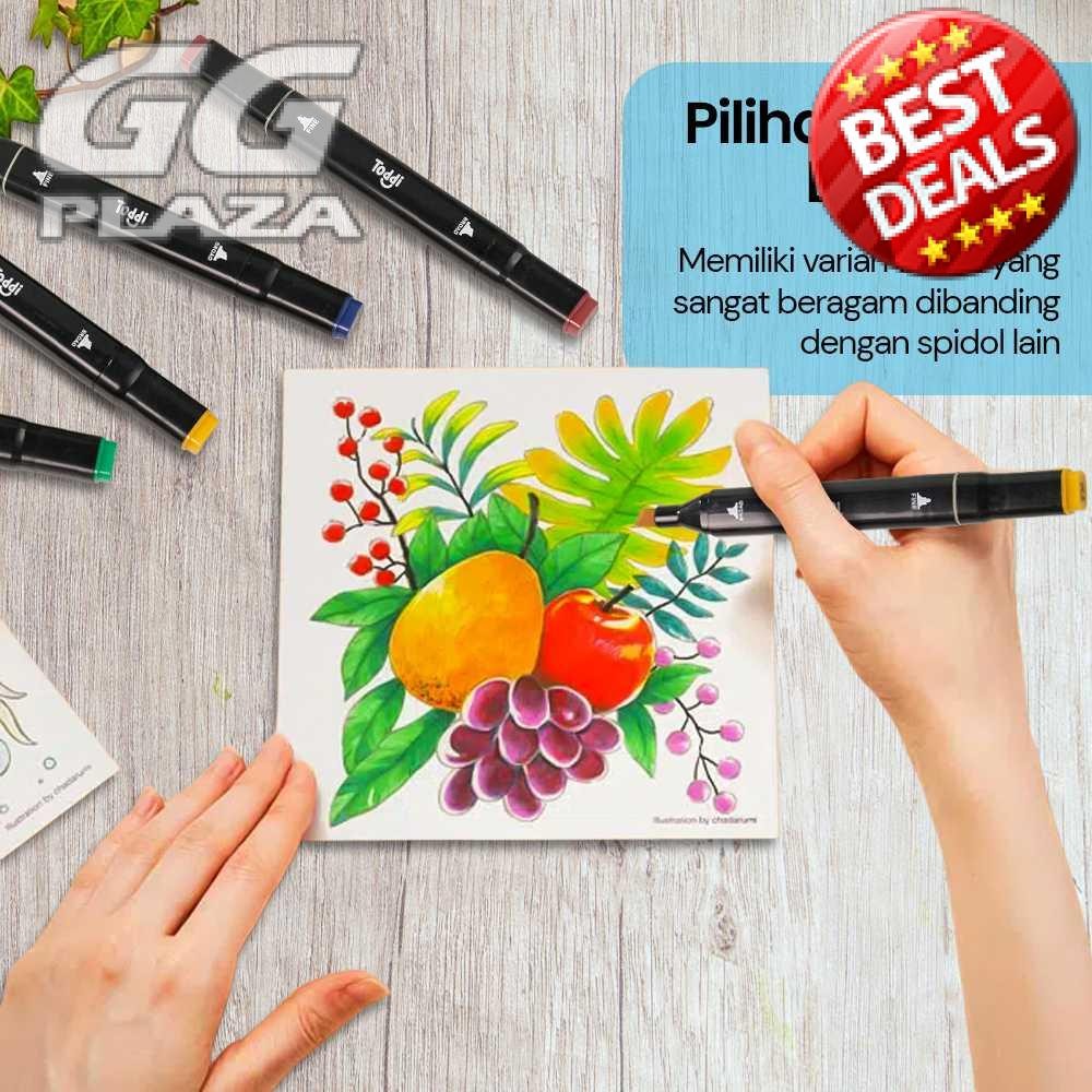 

Toddi Spidol Dual Side Fine Art Brush Pen Art Marker Set 80 Color - HL270