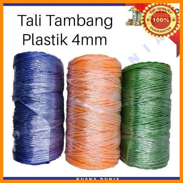 

(BUAN) TALI TAMBANG PLASTIK 4MM | TALI PLASTIK NYLON WARNA WARNI | (5MTR)