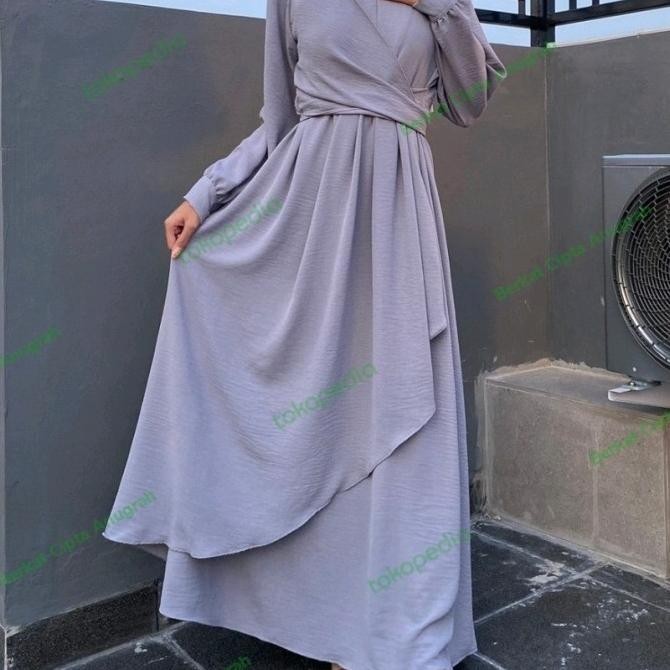 Terjangkau Gamis Sadira Bahan Crinkle Airflow Import Premium 6836 ( E )