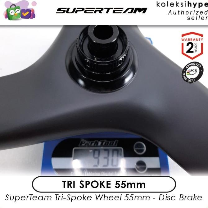 SuperTeam Tri Spoke Disc Brake Carbon Wheelset Garansi Resmi