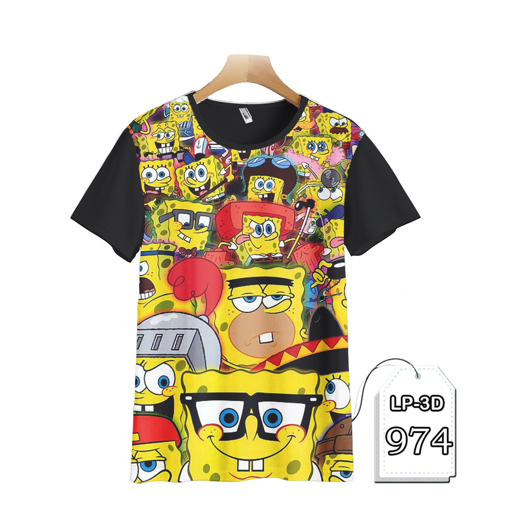 Kaos SpongeBob SquarePants Baju Anak dan Dewasa Kartun TV Series Fashion Kaos Keren dan Trendy LP3D-