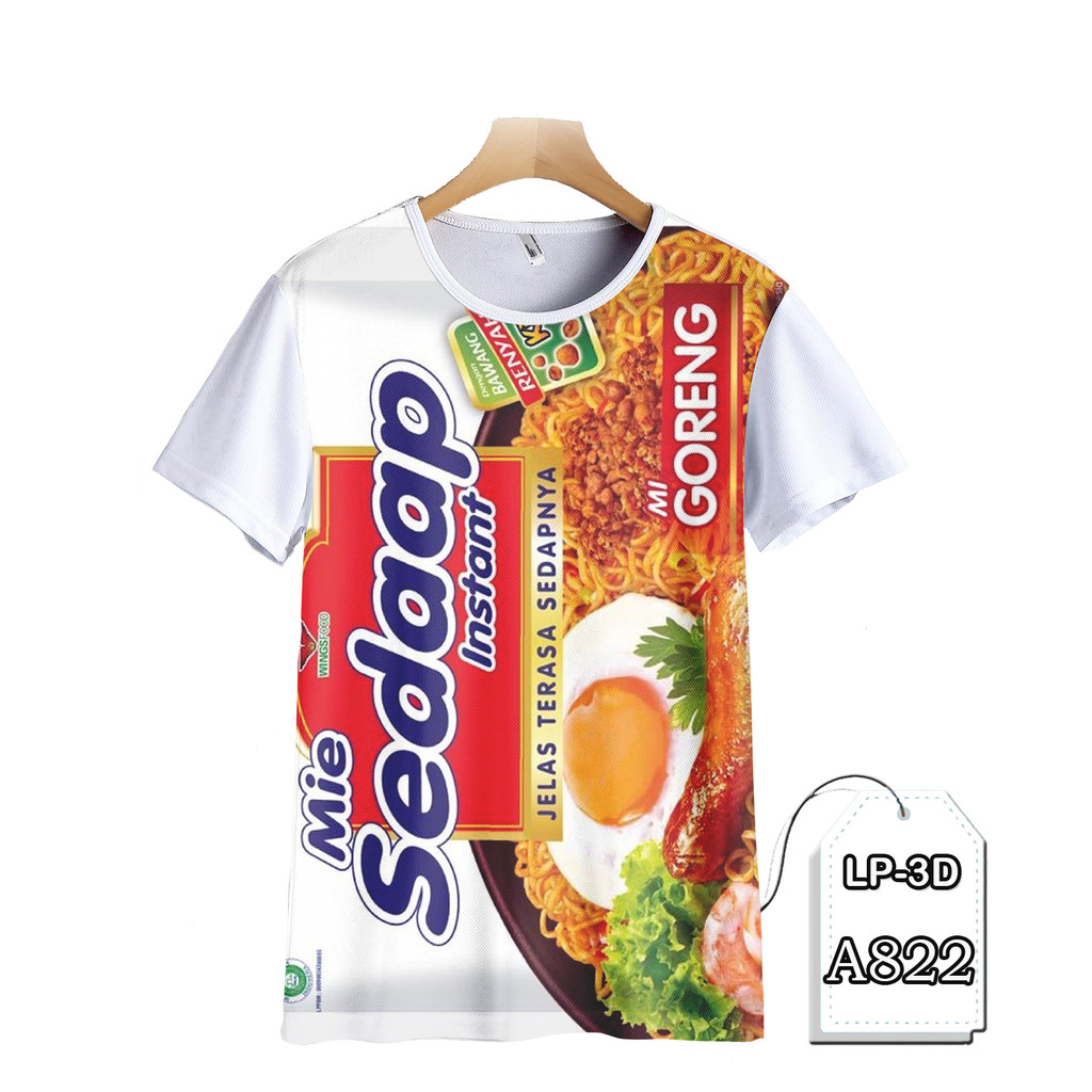 Kaos Mie Sedap Kaos Dewasa Printing 3D Fashion Kaos Keren dan Trendy
