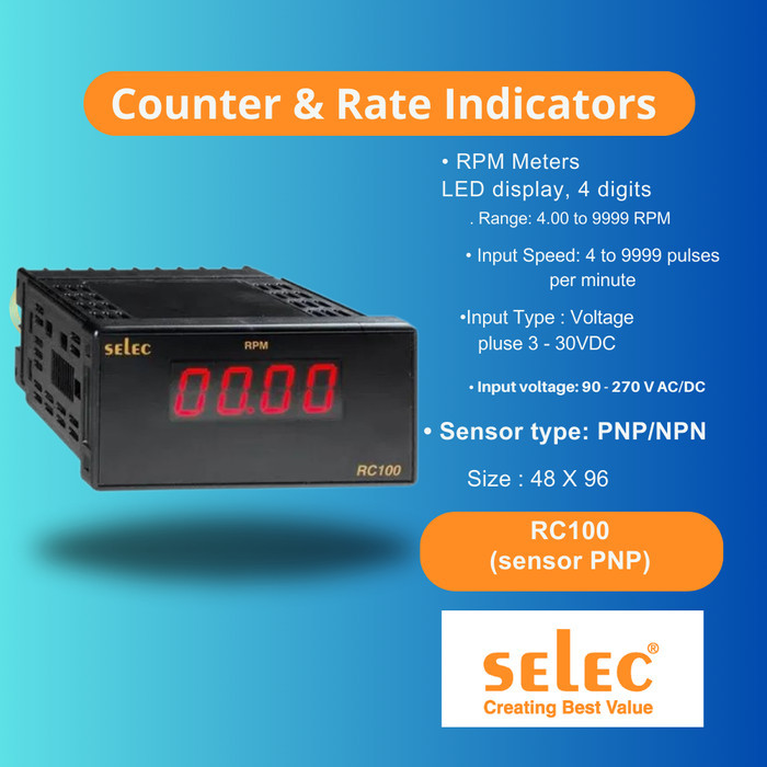 Jual Rpm Meter Selec Rc100 ( Sensor Pnp ) Digital Rpm Meter