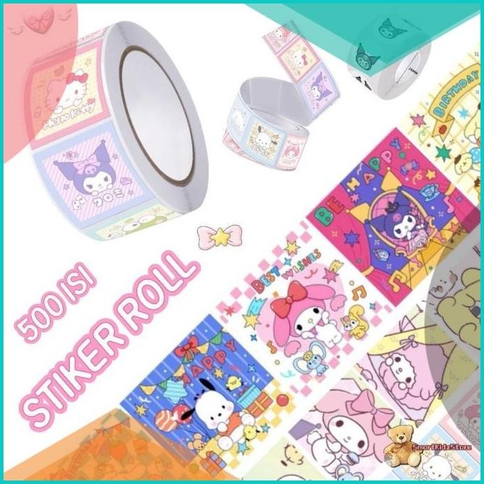 

10.1C-500 PCS Stiker Roll Label Lucu Lembar Motif Cartoon Untuk Box Pa