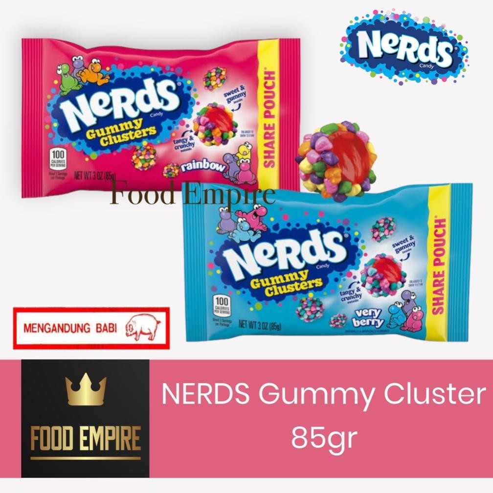 

Lm - NERDS Gummy Clusters 3 oz | Chewy Candy 85 gr | Rainbow - Very Berry | NON-HALAL