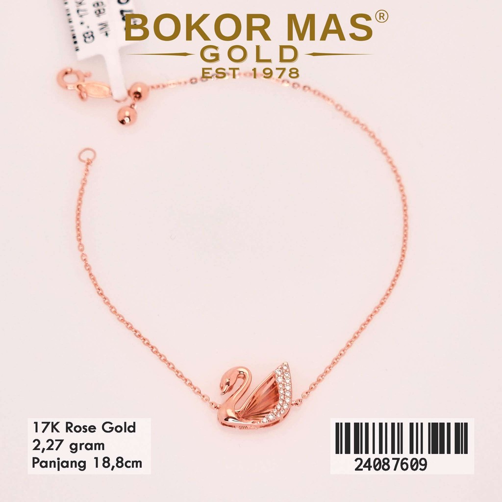 BokorMas Gold Gelang Rantai Siyem Variasi Serut Angsa Emas Asli Kadar 17K 24087609