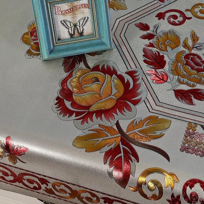 (SerbaSerbi )Alas Meja Motif Bunga Mewah Aesthetic High Qulity / Taplak Meja Ruang Tamu Motif Sultan