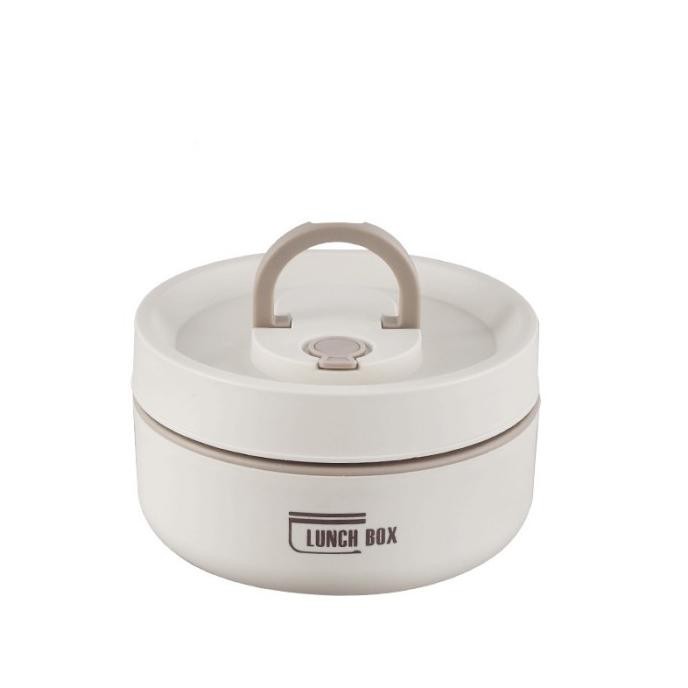 Tempat Bekal Makan Stainless Lunch Box Cream Anti Tumpah