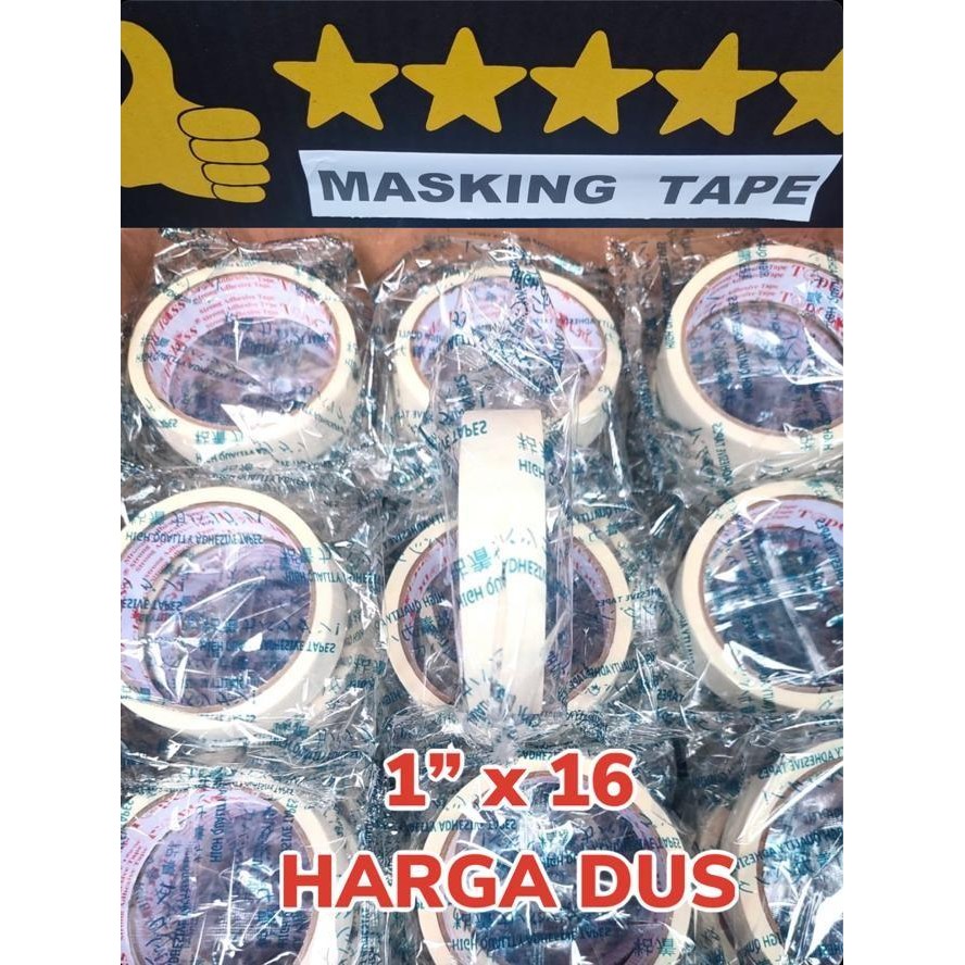 

Lakban Kertas / Masking Tape Harga Dusan Uk 1" X 16 Meter Murah Meriah