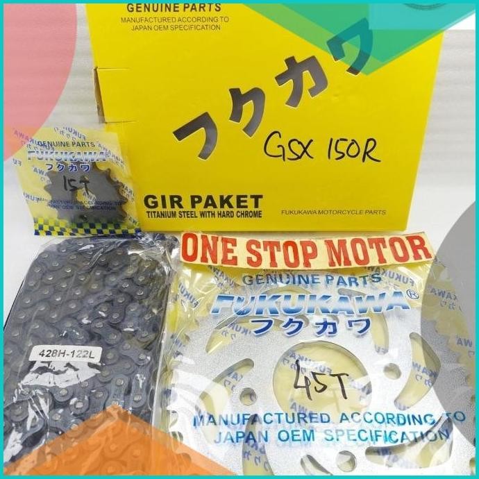 Gear Set Gear Paket GSX R-150 428H-122 45T 15T ASLI ORI FUKUKAWA 07D35