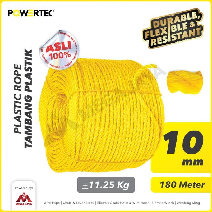 

Terlaris! Tali Tambang Plastik 10 Mm X 180 M Plastic Rope Powertec Kuning