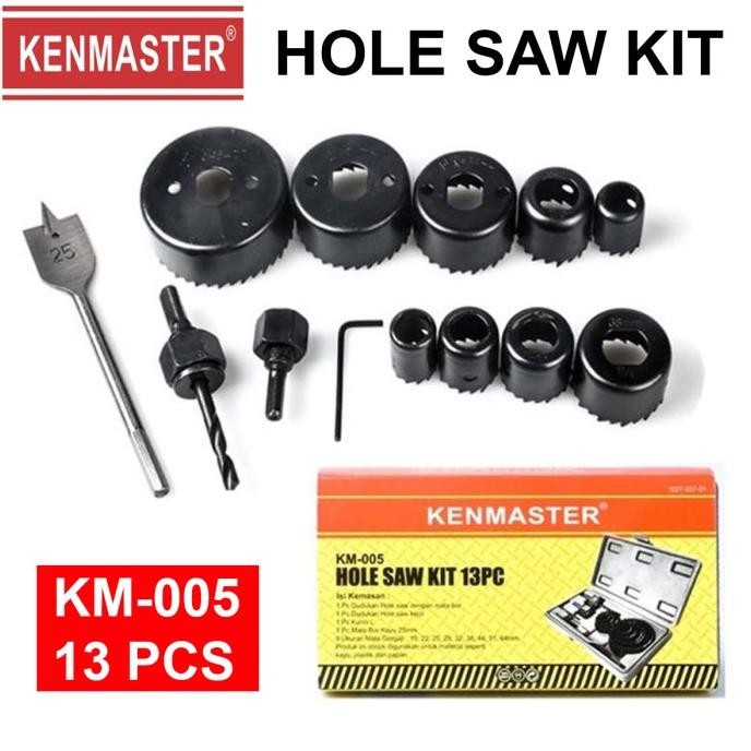 

Tersedia Hole Saw Kit 13 pcs - kenmaster Mata Bor Kayu - Pelubang Pipa