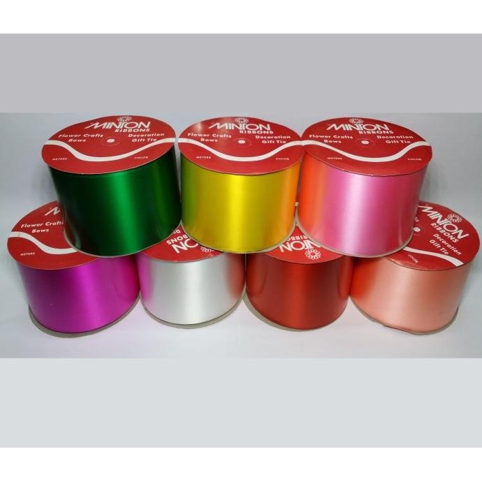 

Terlaris! Pita Kado Plastik Jepang Polos Minton Ribbon 3" X 12Yd (Per Roll)