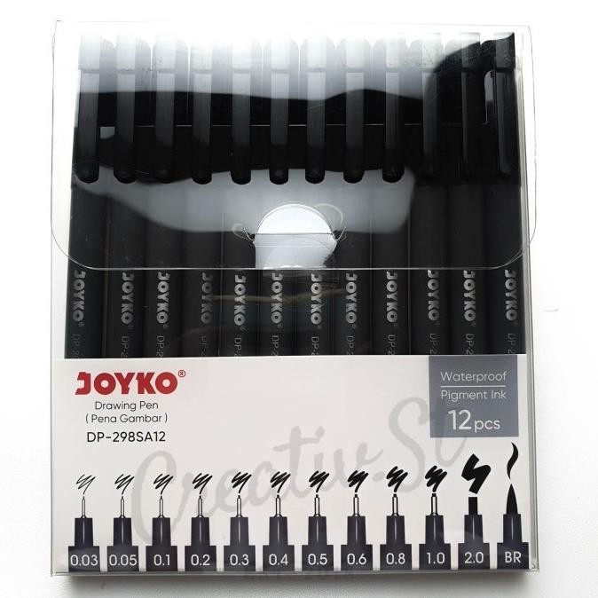 

JOYKO DRAWING PEN DP-298SA12 SET 12 PCS WATERPROOF PENA GAMBAR