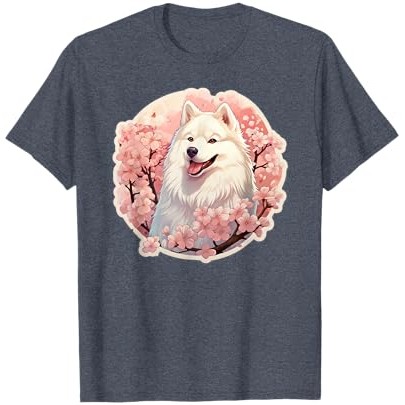 Kaos Bunga Sakura Lucu Samoyed dari Ras Anjing Samoyed |CfVwTlZf|