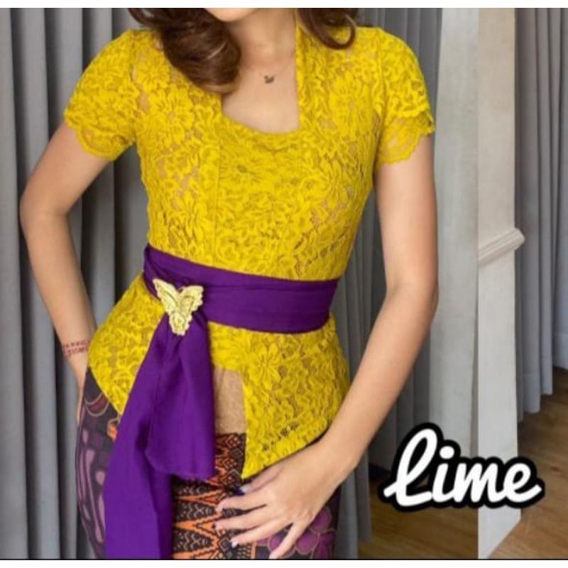 Baju Tradisional Kebaya Halus & Dingin Kebaya Bali Brokat Sofia Strecth Lengan Pendek Model Lilit