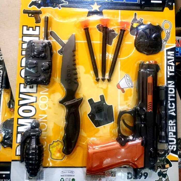 Mainan De99 Pistol Pisau Ht Lencana Polisi Cop Special Police 6 In 1