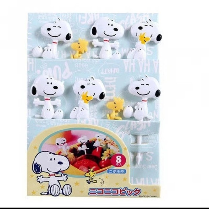 8Pc Tusukan Bento Food Pick Buah Snopy Snoopy Snoppy Hias Bekal Anak
