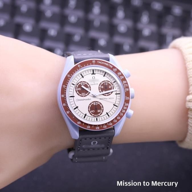 Jam Tangan Wanita Swatch X Omega Moonwatch 4Cm Chrono Variasi Plus Box Original Terlaris