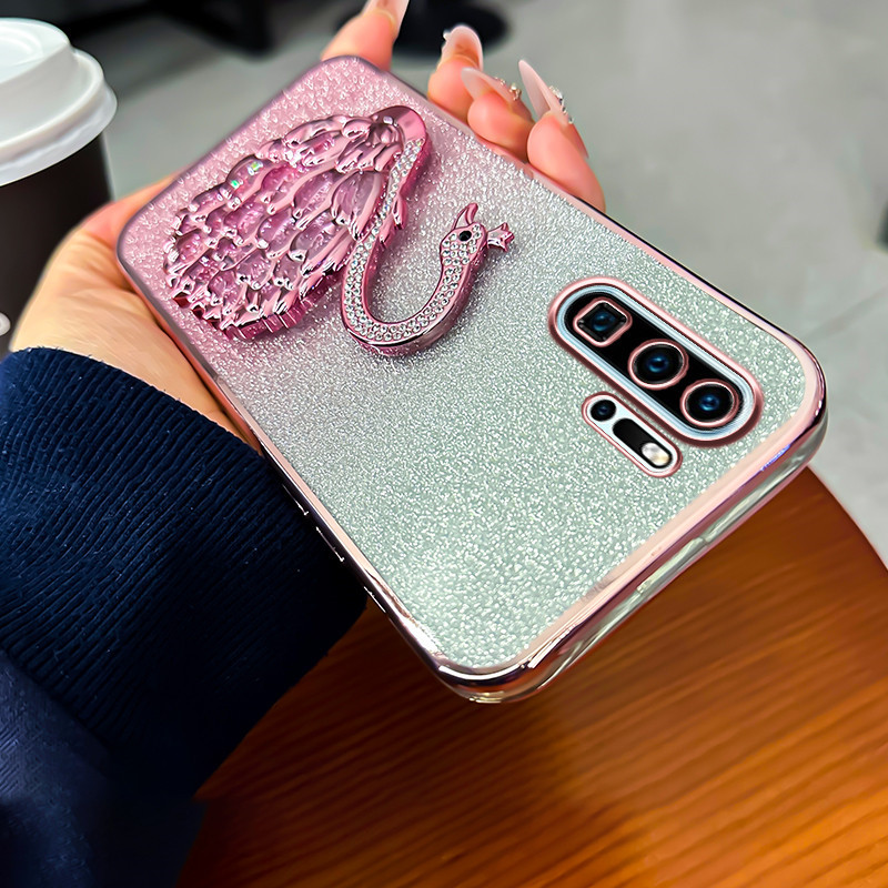 Untuk kasus telepon Huawei P30 / P30 Lite / P30 Pro Rugged Waterproof Gemstone Swan Glitter Diamond 