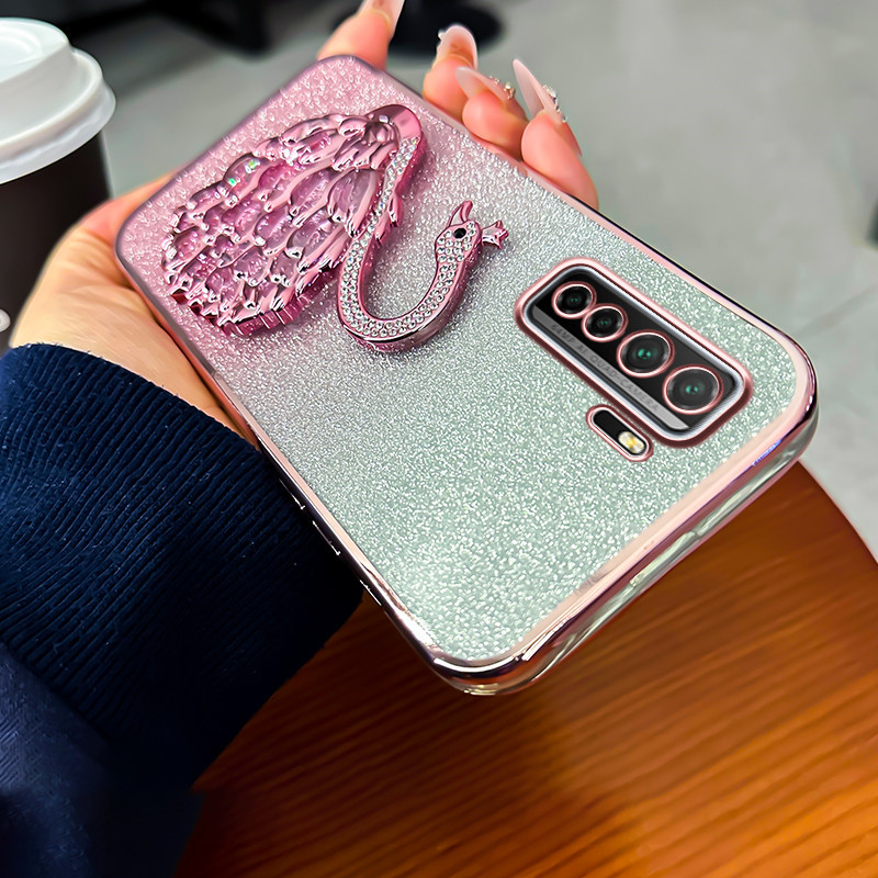 Untuk kasus telepon Huawei Nova 7 / Nova 7 SE / Nova 7i Rugged Waterproof Gemstone Swan Glitter Diam