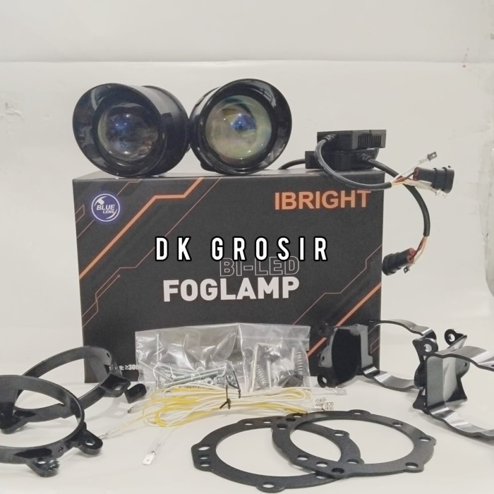 IBRIGHT C613 - Sepasang Foglamp Blue Lens 3Inc High Low Toyota Honda Plus Breket Universal