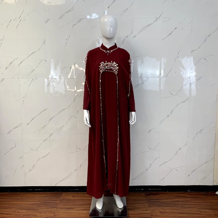 Kaftan Kaftan | Kaftan Modern | Kaftan Putih | Kaftan Lebaran Premium Ceruty - Maroon, All Size sati