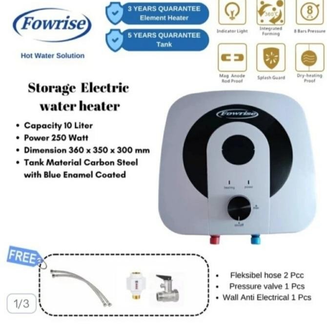 

PROMO WATER HEATER FOWRISE 10 LITER 350 WATT PEMANAS AIR LISTRIK GARANSI RESMI