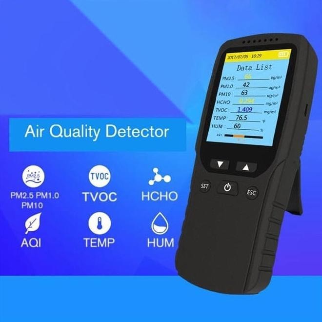 Air Quality Index Monitor 8 In 1 Aqi Pm2.5 Pm10 Tvoc Tester Detector Original Terlaris