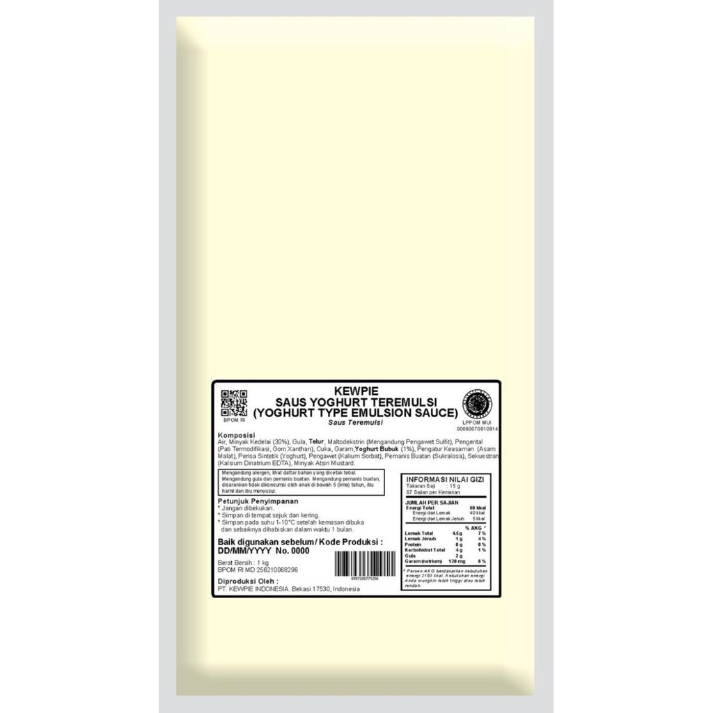 Berkualitas KEWPIE COOKING SAUCE YOGHURT MAYO 1KG