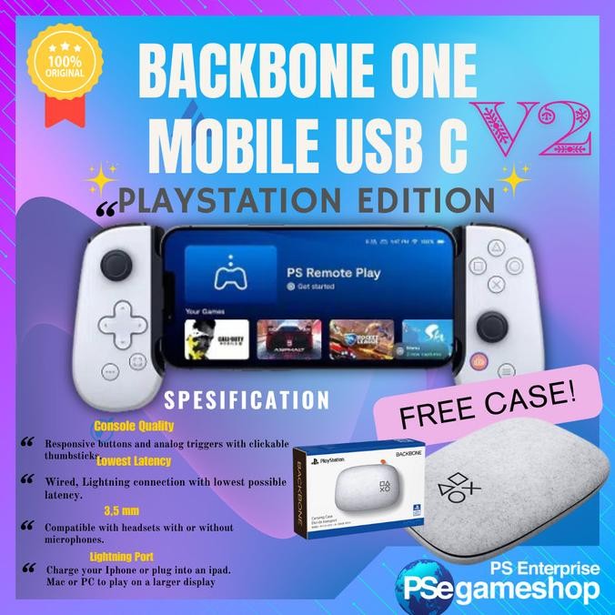 

PROMO BACKBONE ONE MOBILE GAMING CONTROLLER 2ND GEN FOR IPHONE / BACKBONE V2 CONTROLLER JOYSTICK ONE [PLAYSTATION EDITION] WHITE