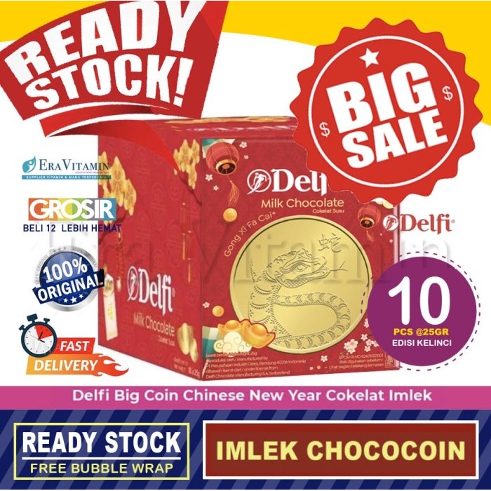 

CNY BOX DELFI Gold Coin Milk Chocolate Imlek CNY Chococoin isi 10 koin Limited