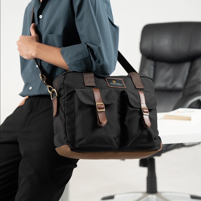 BUSY BLACK MNM x URBAN Tas Selempang Pria Tas Laptop Tas Jinjing ORI