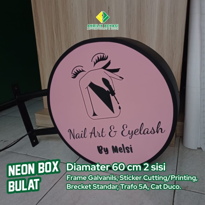 Neon box 60cm 2 sisi neon box bulat 60cm murah