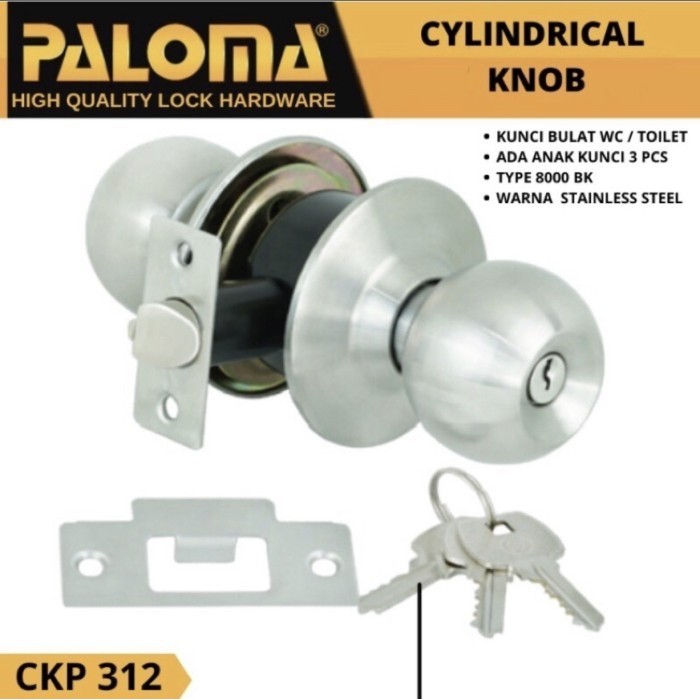KUNCI PINTU KAMAR MANDI BULAT PALOMA CKP 312 ET HANDLE WC TOILET