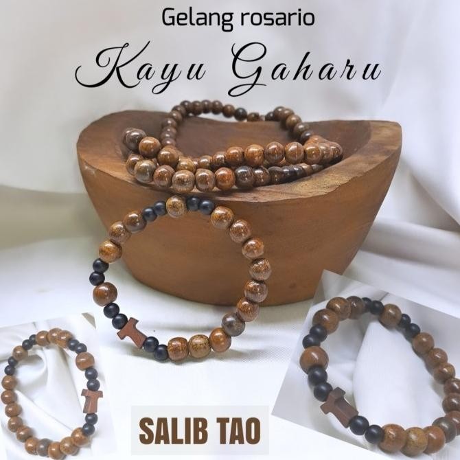 gelang rosario kayu gaharu salib tao 