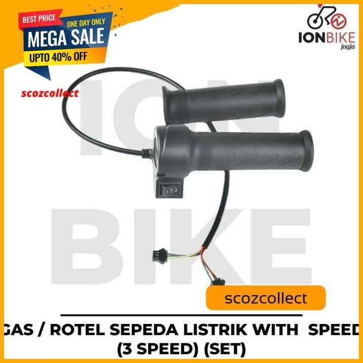 GAS SEPEDA LISTRIK 3 SPEED HANDLE GRIP EBIKE E-BIKE THROTTLE TARIKAN DISKON 