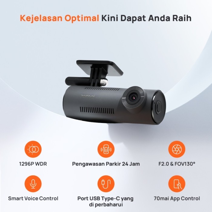 70mai Dash Cam M300 1296P FOV 140 Night Vision 70mai M300 Garansi