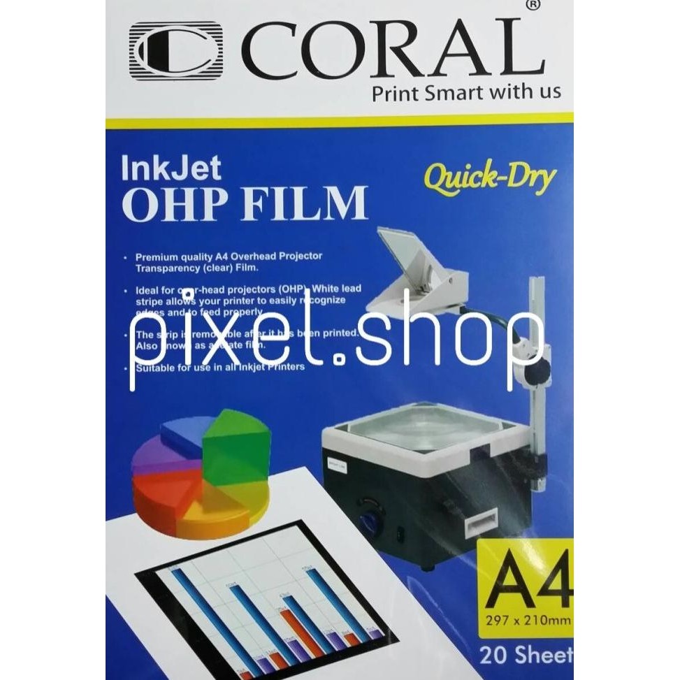 

kertas print inkjet transparancy OHP film A4 CORAL - paper OHP film
