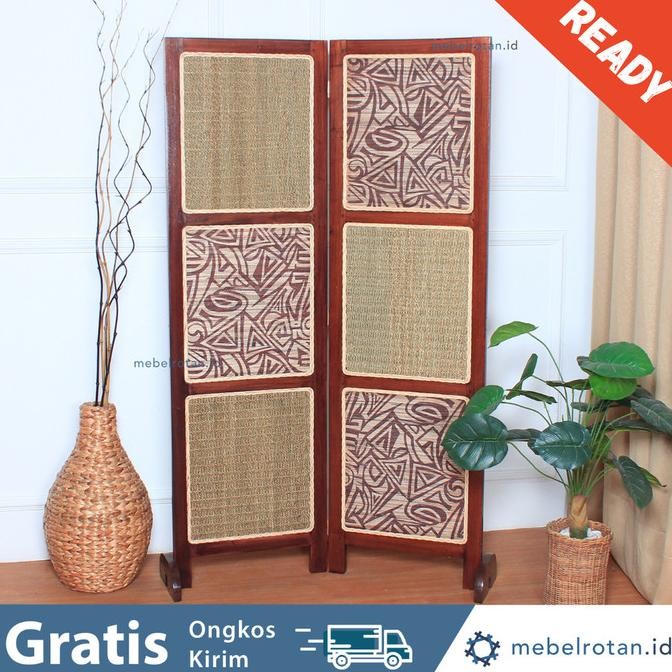 PARTISI RUANGAN LIPAT |SKETSEL KAYU SQUARE 2 DAUN | PENYEKAT RUANGAN