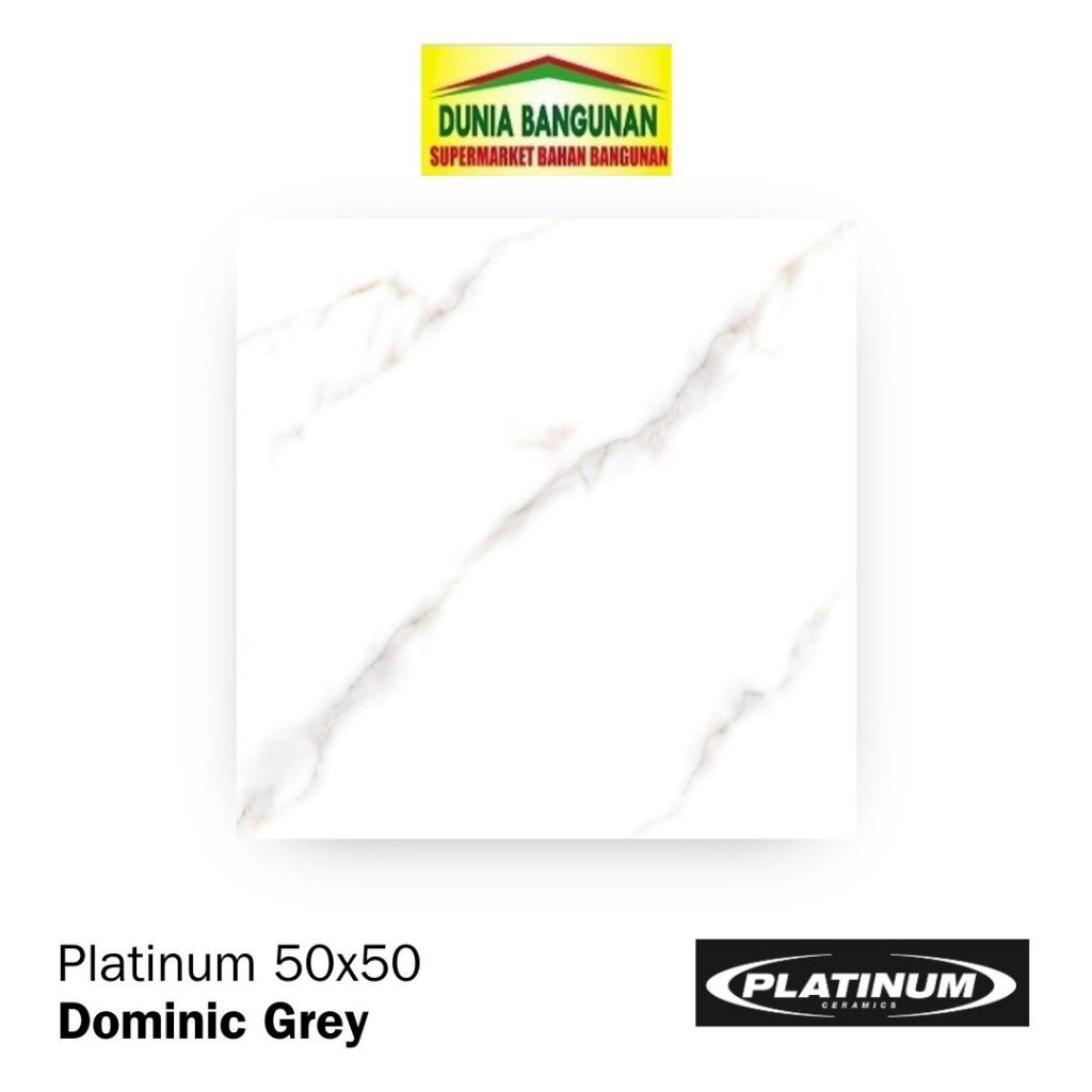 Keramik Lantai 50x50 Platinum Dominic Grey Keramik Glossy / Keramik Lantai Ruang Tamu / Keramik Moti