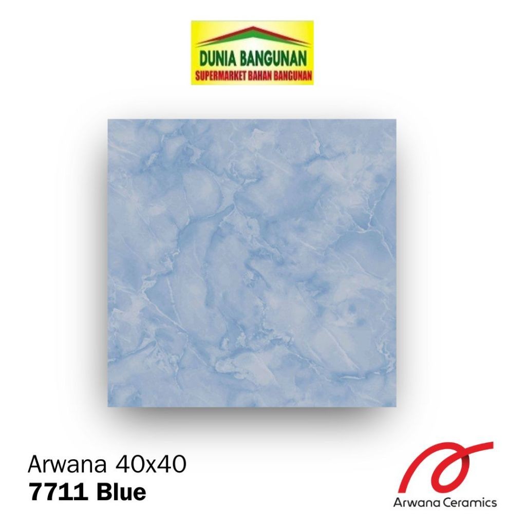 Keramik 40x40 Lantai Arwana 7711 Blue KW1 40X40 Keramik Lantai Kamar Glossy / Keramik Lantai Biru Ma